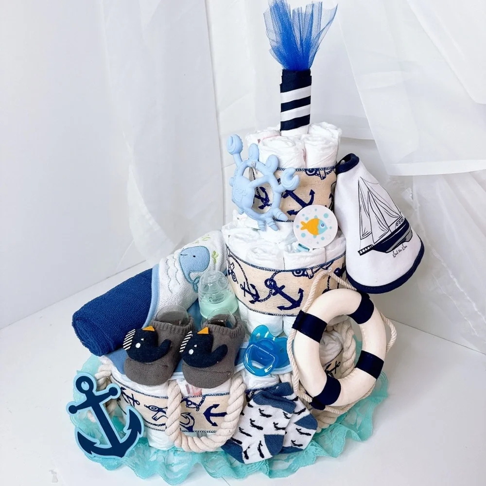 Ship Diaper Cake, Nautical Baby Shower